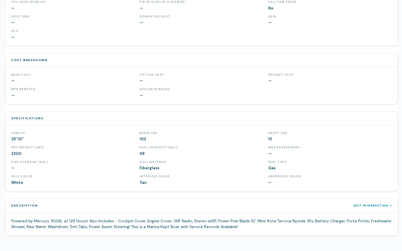 BoaterOS listing detail: pricing, cost breakdown, specifications and description